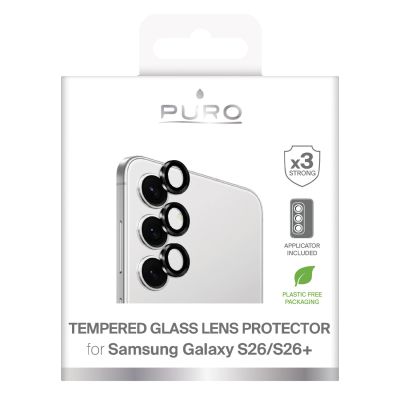 2. Puro tempered glass for the rear camera for Samsung Galaxy S26/S26 Plus - with a black frame