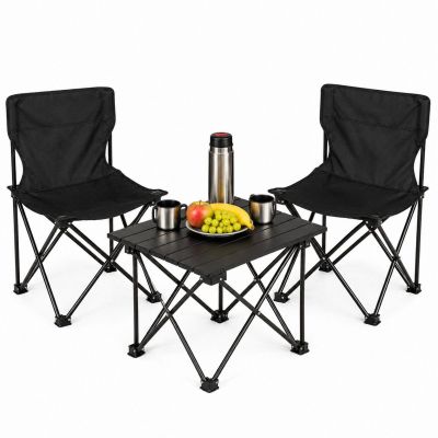 29. FOLDABLE TOURIST SET 3IN1 TABLE AND 2 CHAIRS BLACK ENERO CAMP