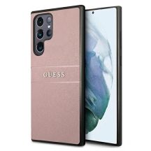 Guess Saffiano Strap Case for Samsung Galaxy S22 Ultra - Pink