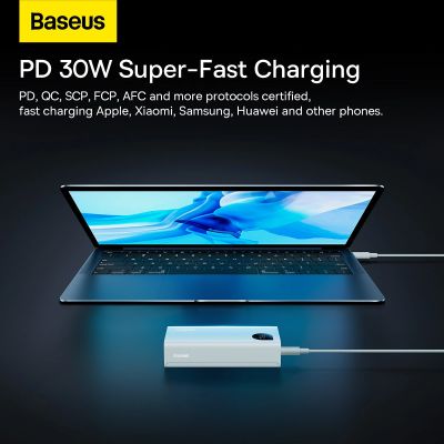 11. Baseus Adaman2 power bank with digital display 2x USB-A / 1x USB-C 10000mAh 30W - white