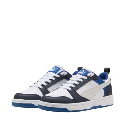 8. Puma Rebound V6 Lo Mid kids' shoes white and blue 393833 28