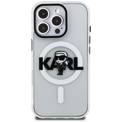 3. Karl Lagerfeld IML Karl Sketch Logo MagSafe Case for iPhone 16 Pro - Clear