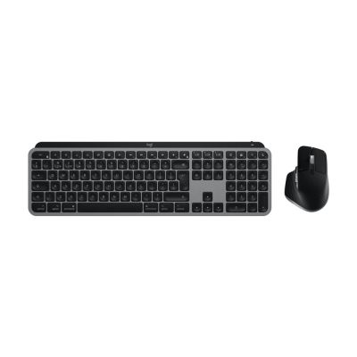 Logitech Master MX Keys S Combo for Mac Keyboard Mouse Included Home/Office RF Wireless + Bluetooth QWERTY American International Aluminum, Black