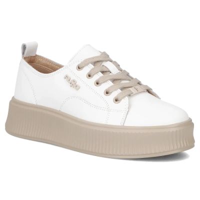 Leather platform sneakers, white, Filippo DP6122