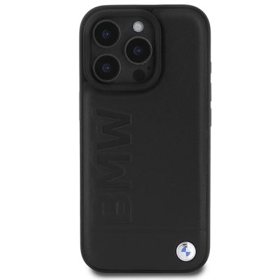 3. BMW Leather Hot Stamp iPhone 16 Pro Max Case - Black