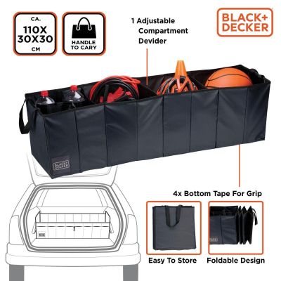 11. ORGANIZER STORAGE BOX 4 COMPARTMENTS FOLDABLE 110X30X30cm BLACK + DECKER
