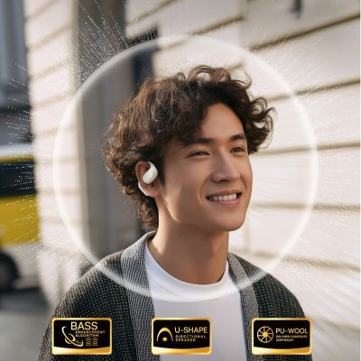 10. OWS Baseus Eli 2i Fit Headphones with Ear Hooks - White