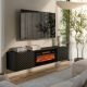 7. LARA TV cabinet 183x35x37 black matt + black fireplace