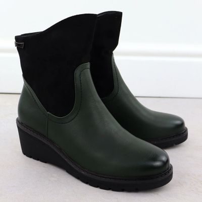 13. Women's suede wedge boots green M.Daszyński 2510