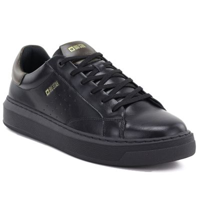 Men’s leather sports shoes, black sneakers Big Star UU174291