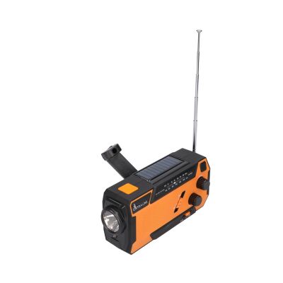 12. Extralink Solar Emergency Radio with Crank Dynamo Powerbank 4000mAh with SOS Flashlight SR-4000 Portable Analog Black, Orange