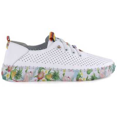 2. Women's leather openwork shoes white Artiker 58C0597