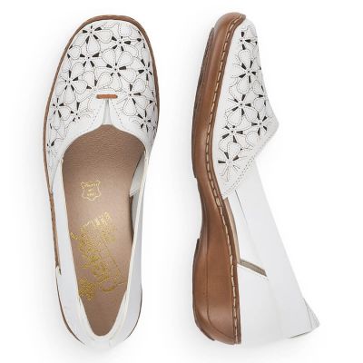31. Rieker W RKR442B openwork leather shoes white
