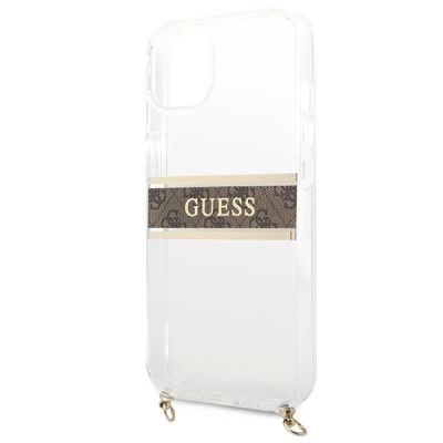 6. Guess GUHCP13SKC4GBGO iPhone 13 mini 5.4" Transparent hardcase 4G Brown Strap Gold Chain