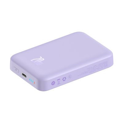 3. Baseus Magnetic Mini Inductive Powerbank 10000mAh 20W - Purple + USB-C - USB-C Cable