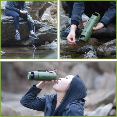 6. Extralink PURISOO+ BOTTLE WITH FILTER SYSTEM WITH PUMP 400ML UF + ACF FILTER Water filter bottle 0.4 l Green, Olive