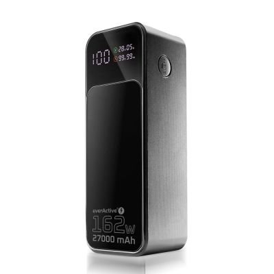 EVERACTIVE POWER BANK 27,000 mAh, 1x USB, 2x USB-C, 162.5 W, QC4+, BUILT-IN FLASHLIGHT, LCD DISPLAY, BLACK EB-27Q