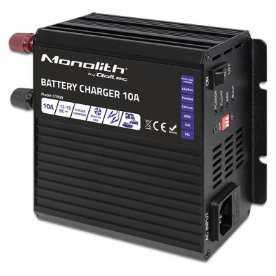 7. Qoltec Monolith Intelligent Charger for LiFePO4 AGM GEL SLA 10A 12V Batteries