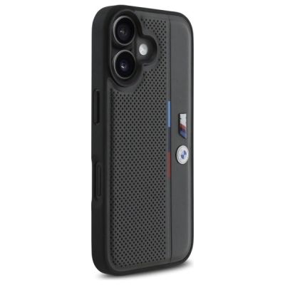 4. BMW M Perforated Tricolor Detail Line iPhone 16 Case - Dark Gray