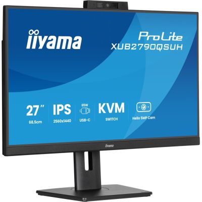 7. Monitor iiyama XUB2790QSUH-B2 27" IPS-panel 2560x1440 100Hz Windows Hello 5MP camera Auto Focus 15cm stand height adjustment 4ms 250