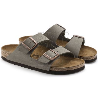 Birkenstock Arizona Birko-Flor Nubuck Stone regular women's/men's flip-flops wide gray (0151211)