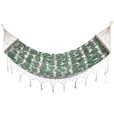 2. GARDEN HAMMOCK FOR 2 PEOPLE 200X150CM WITH SPREADER BAR AND FRINGE MIAMI NATURA JUNGLE