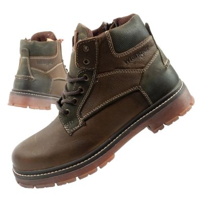 Wrangler Allan Mid men's boots Chelsea boots elegant leather green brown