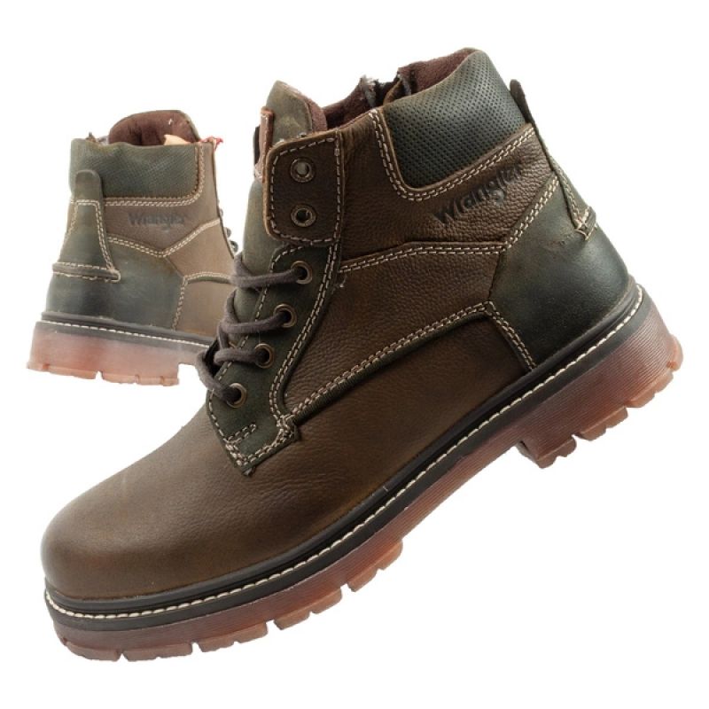 Wrangler Allan Mid men's boots Chelsea boots elegant leather green brown