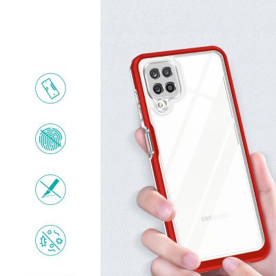 2. Clear 3in1 Case for Samsung Galaxy A22 4G Frame Gel Cover Red