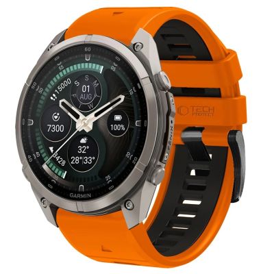 Tech-Protect Iconband Pro Strap for Garmin Fenix 5X / 5X Plus / 6X / 6X Pro / 7X / 8 / 8 Pro / 9 / 9 Pro (47 mm) – orange-black