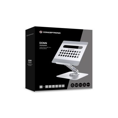 9. CONCEPTRONIC Laptop Holder with Docking Station 7 in 1 Silver