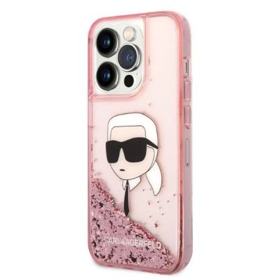 2. Karl Lagerfeld Glitter Karl's Head case for iPhone 14 Pro Max - pink
