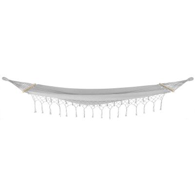 14. GARDEN HAMMOCK FOR 2 PEOPLE 200X150CM WITH SPREADER BAR AND FRINGE MIAMI GRAY