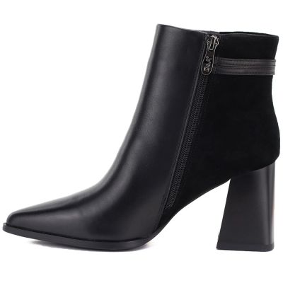 8. Women's black leather high-heeled ankle boots D&A S.Barski CR62-3477