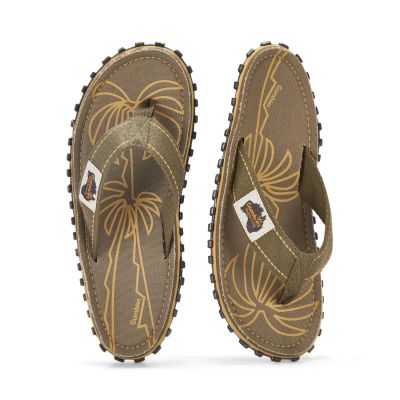 2. Gumbies Men's Flip-Flops ISLANDER FLIP-FLOP PALM LEAF KHAKI