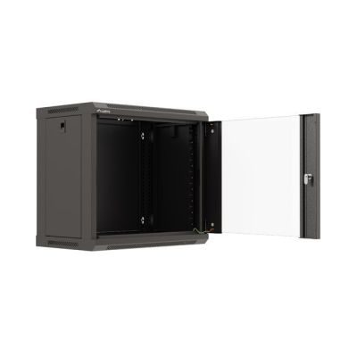 10. LANBERG WALL-MOUNTED RACK CABINET 19" 9U 540X350 BLACK GLASS DOOR (FLAT PACK)