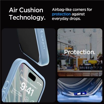 6. Spigen Crystal Hybrid Case for iPhone 15 Pro Max - Clear Blue
