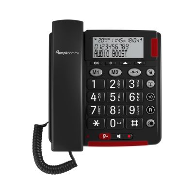 amplicomms Bigtel 48 Plus Analog Phone Caller Name and ID Dark Gray