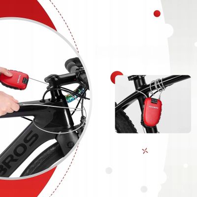 10. Rockbros 32420981001 bicycle lock with retractable cable - red
