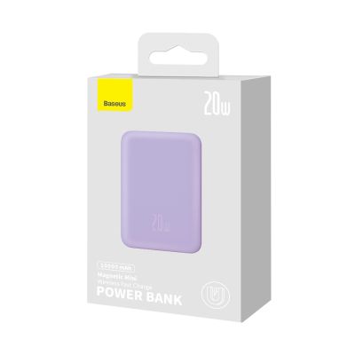 8. Baseus Magnetic Mini Inductive Powerbank 10000mAh 20W - Purple + USB-C - USB-C Cable