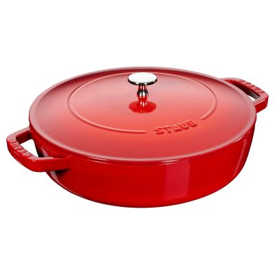 7. Deep Braising Pan with Lid Staub – 24 cm, Red