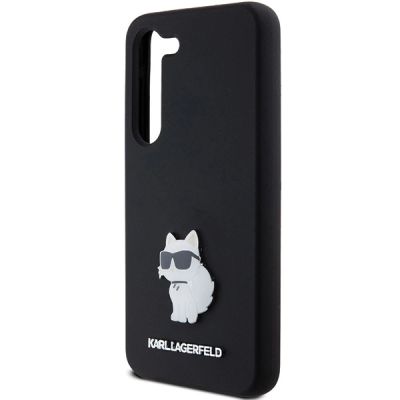 6. Karl Lagerfeld Silicone Choupette Metal Pin case for Samsung Galaxy S24 - black