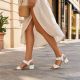 10. Women's leather sandals on a block heel white Remonte by Rieker D1K51-80