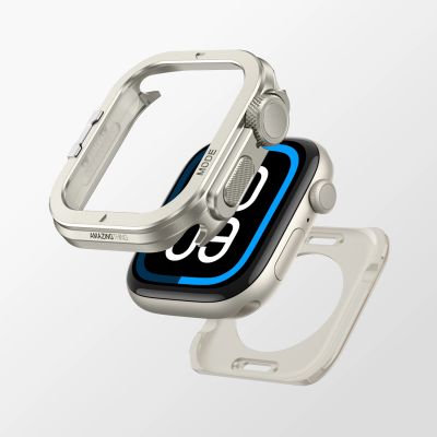 3. AmazingThing Titan Pro Metal Case for Apple Watch 11 46mm Aluminum - Titanium