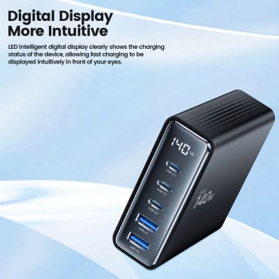 5. Tech-Protect DC140W-GAN 5-PORT PD140W/QC3.0 Charging Station - Black
