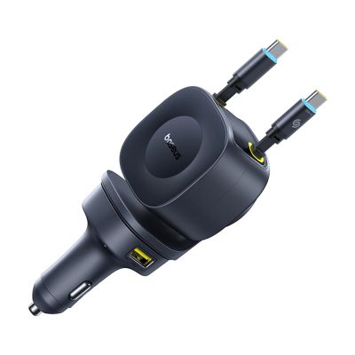 Baseus PrimeTrip VR2 Max 60W Car Charger with Retractable USB-C Cables - Black