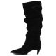 3. Women's leather boots, ruffled, black, Vinceza ZHI27-89167