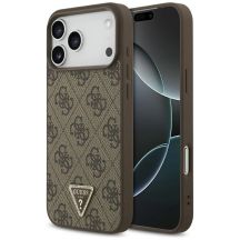 Guess Leather 4G Triangle Strass MagSafe Case for iPhone 17 Pro Max / 18 Pro Max - Brown