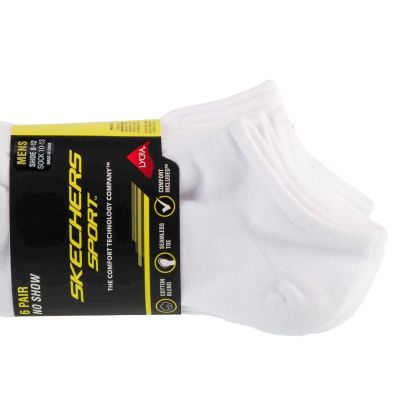 2. Skechers 6pk Men Mn Cotton Nshw Socks S117809-WHT White 41-46