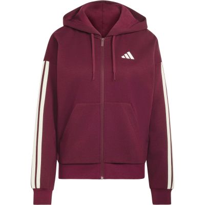 2. Women's adidas Essentials 3-Stripes Full-Zip Burgundy Sweatshirt KX0785